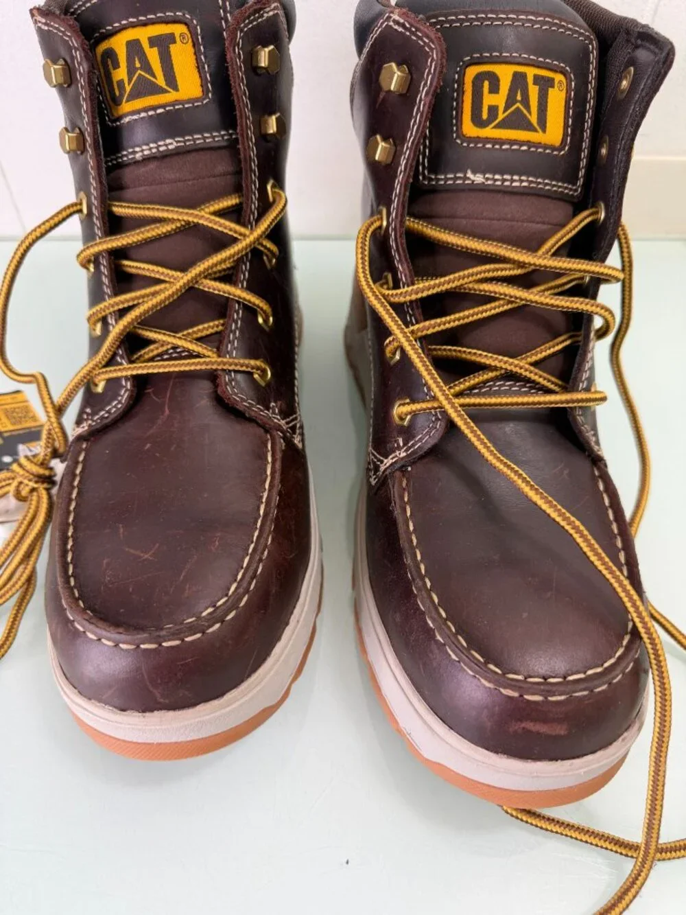 CAT Caterpillar Impact Waterproof Work Boots Men's 9 Carbon Composite Toe Brown